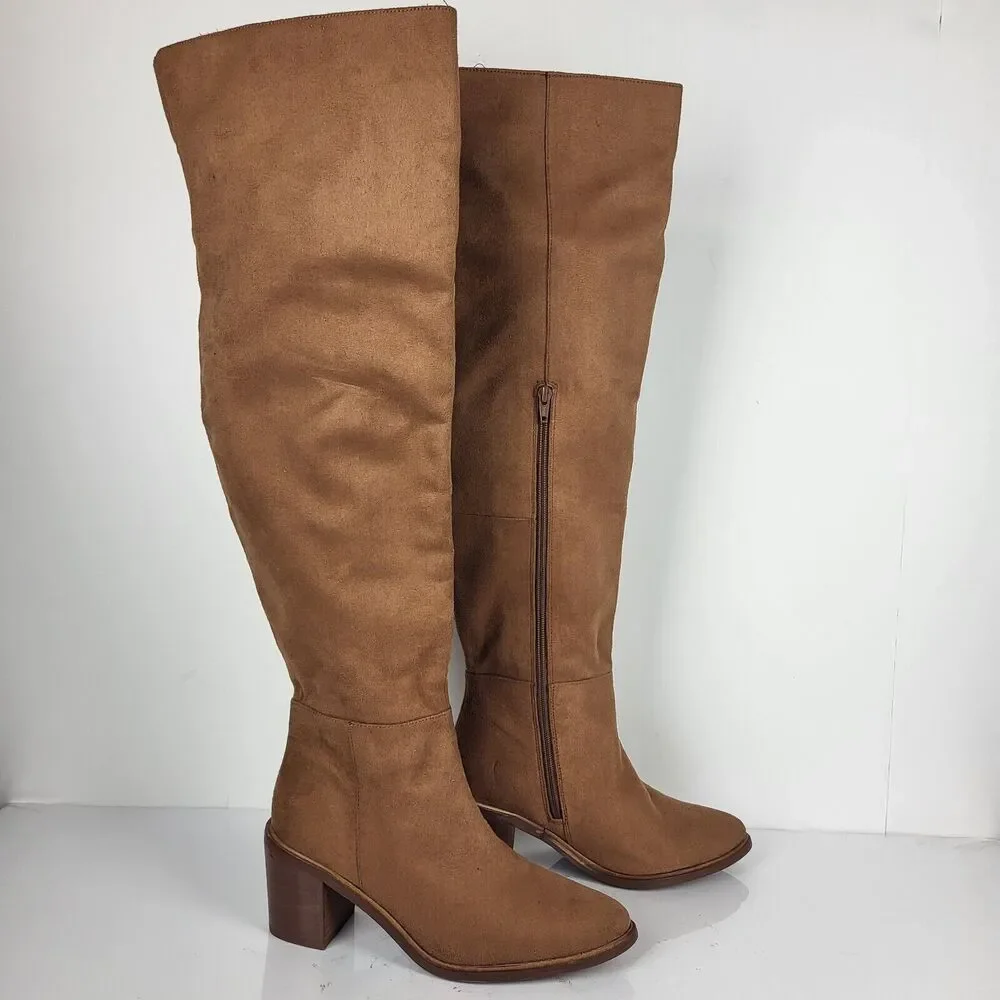 Seychelles Paradise City Leather Over the Knee Boots Brown Size 8